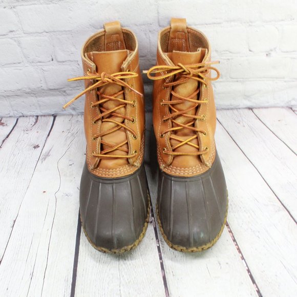 **LL BEAN Thinsulate Lined Brown Tan Leather 8" Du - Picture 4 of 6